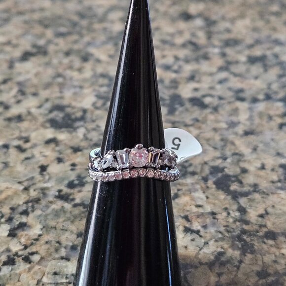 Bomb Party RBP7458 "Waves of Sparkle" Diamond Cubic Zirconia Hematite Sz 5 - Picture 1 of 5